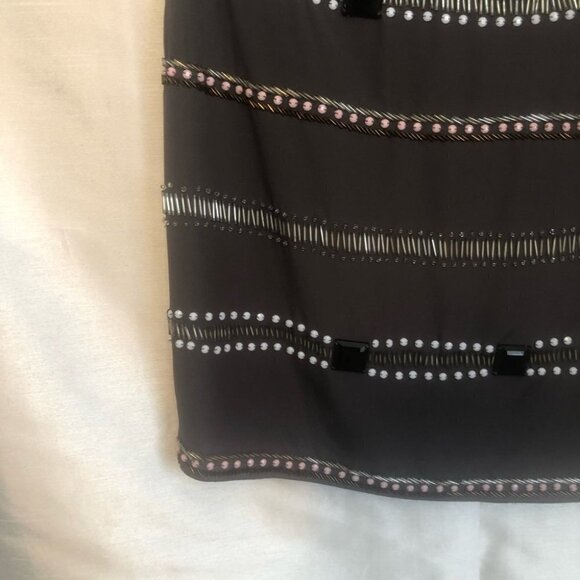 Black namebrand Lined Mini Dress Grey with Beautiful Beading in Front Ladies Lg - Picture 8 of 15